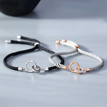 Load image into Gallery viewer, The New Double Ring Couple Bracelet Sterling Silver Korean Niche Interlocking Braided Bracelet