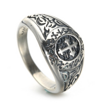 Load image into Gallery viewer, Cross Ring Retro Medal Ring