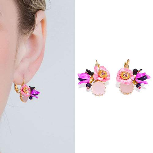Hand-painted enamel glaze flower earrings