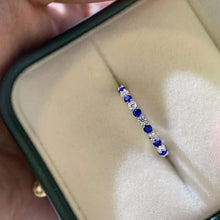 Load image into Gallery viewer, Imported 5A high carbon diamond natural red sapphire row diamond vice ring diamond ring 925 silver plated platinum stacking ring