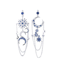 Load image into Gallery viewer, Zircon Female Earrings Earrings Eight-pointed Star Moon Long Tassel Earrings Earrings Earrings