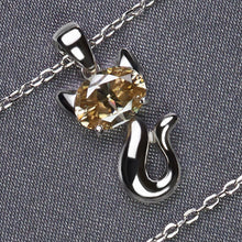 Load image into Gallery viewer, Mozan Diamond Necklace 1.5 Carat Oval 925 Silver Necklace Love Animal Necklace