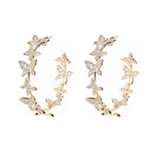 Load image into Gallery viewer, Butterfly Big Hoop Earring Full Cubic Zircon Circle Earrings For Women Girls Rhinestone Round Earring Jewelry Good Gift