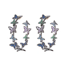 Load image into Gallery viewer, Butterfly Big Hoop Earring Full Cubic Zircon Circle Earrings For Women Girls Rhinestone Round Earring Jewelry Good Gift