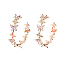 Load image into Gallery viewer, Butterfly Big Hoop Earring Full Cubic Zircon Circle Earrings For Women Girls Rhinestone Round Earring Jewelry Good Gift