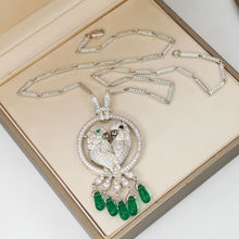 Load image into Gallery viewer, Double Parrot Necklace Chalcedony Acacia Pendant Necklace
