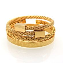 Load image into Gallery viewer, Bangle Braided Bracelet Men&#39;s Gold Titanium Steel Bracelet Bracelet