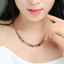 Load image into Gallery viewer, atural Tourmaline Necklace Princess Clavicle Chain