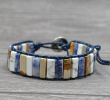 Load image into Gallery viewer, Chakra Bracelet Jewelry Handmade Multi Color Natural Stone Tube Beads Leather Wrap Bracelet Couples Bracelets Creative Gifts