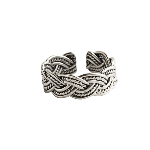 hemp rope ring silver ring