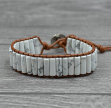 Load image into Gallery viewer, Chakra Bracelet Jewelry Handmade Multi Color Natural Stone Tube Beads Leather Wrap Bracelet Couples Bracelets Creative Gifts