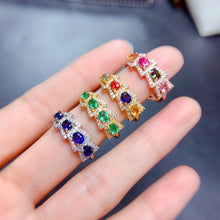 Load image into Gallery viewer, Natural tourmaline Ring Emerald Ring sapphire ring color sapphire ring supports detection