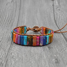 Load image into Gallery viewer, Chakra Bracelet Jewelry Handmade Multi Color Natural Stone Tube Beads Leather Wrap Bracelet Couples Bracelets Creative Gifts