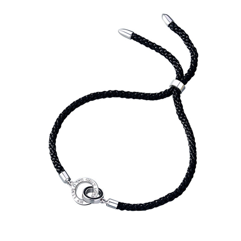 The New Double Ring Couple Bracelet Sterling Silver Korean Niche Interlocking Braided Bracelet