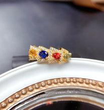 Load image into Gallery viewer, Natural tourmaline Ring Emerald Ring sapphire ring color sapphire ring supports detection