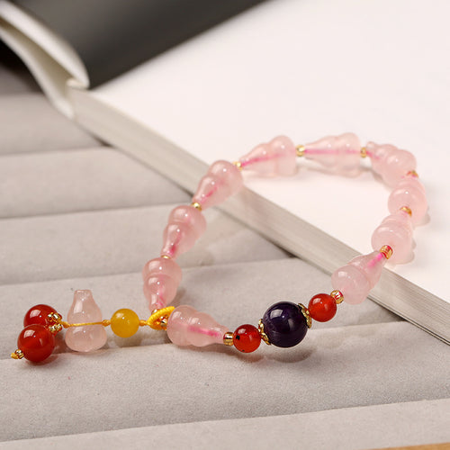 Natural pink crystal bracelet crystal gourd bracelet