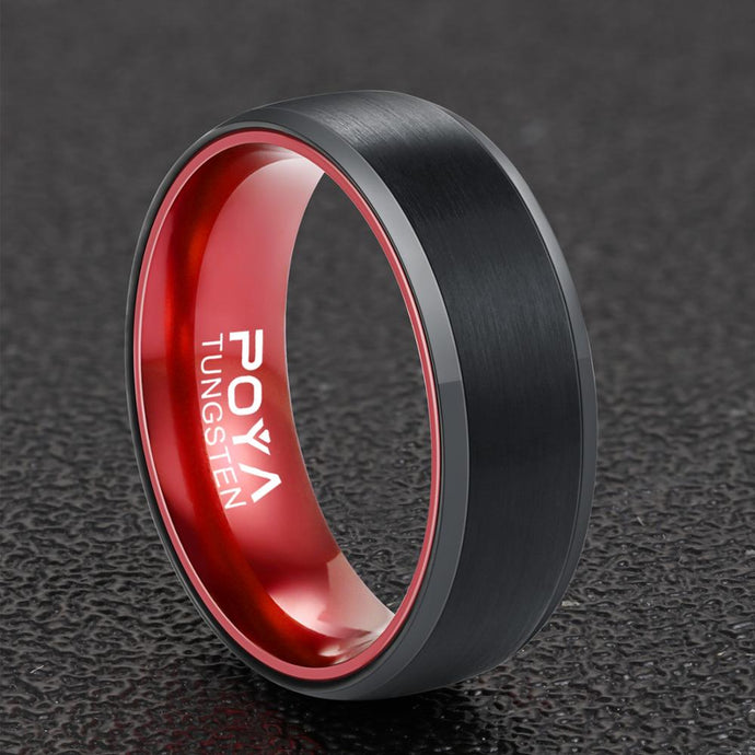 Tungsten Steel Ring Classic Red Inner Ring