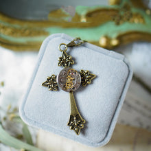 Load image into Gallery viewer, Vintage Steampunk Gear Cross Pendant Necklace