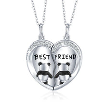Load image into Gallery viewer, Best Friend Necklaces for 2 Panda Necklace BFF Friendship Necklace for 2 pcs Heart Forever Cute Animal Necklace 925 Sterling Silver Jewelry